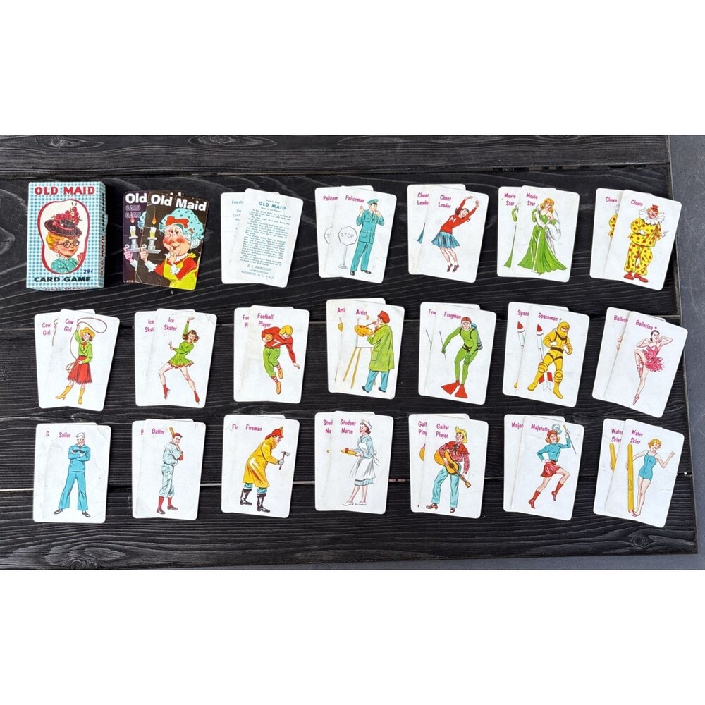 Vintage Fairchild Old Maid Card Game with Box, Cards, & Instructions 658:39